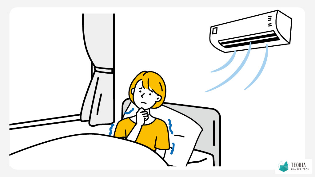 夏の冷房で体が冷え、寒さで起きる